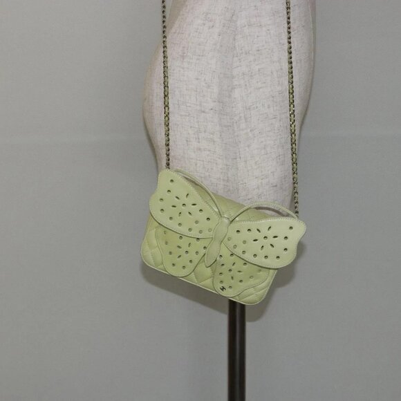 CHANEL Matelasse Chain Shoulder Bag Lamb Skin Green Silver  CHANEL Matelasse Chain Shoulder Bag Lamb Skin LIme Green Silver CC Auth 140123V